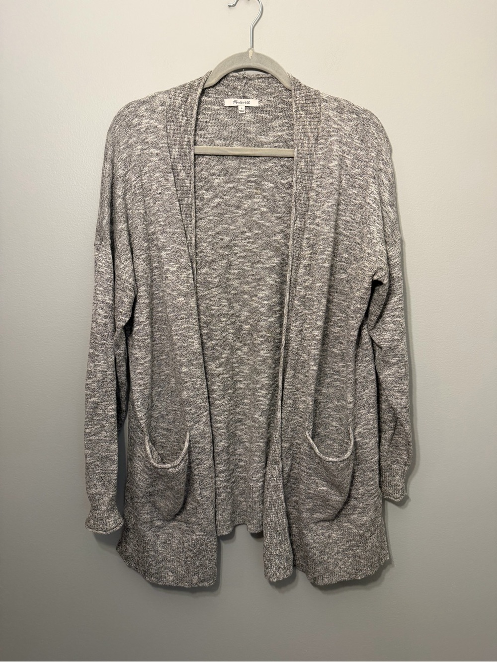 Madewell Light Heather Gray Open-Front Knit Cardigan